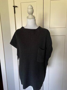 By Together Black Knit Top Sweater Pocket Detail Size M